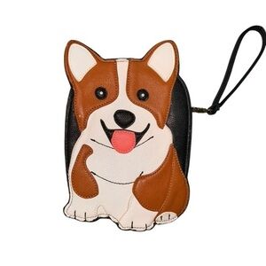 Sleepyville Playful Critters‎ Corgi Dog hand Bag BROWN/Black lined w/ hand strap